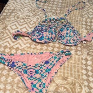 Shade & Shore Pink and Blue Bikini Set